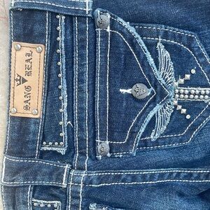 SANG REAL Blue Flare & Wide Leg Jeans with Natural Fading size 25